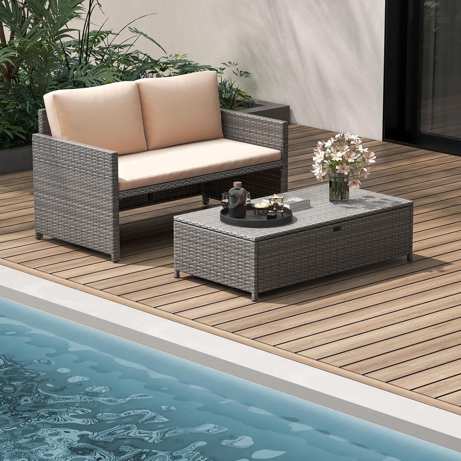 Wicker Patio Daybed Loveseat O - Outdoor Daybed Sofa review and price
