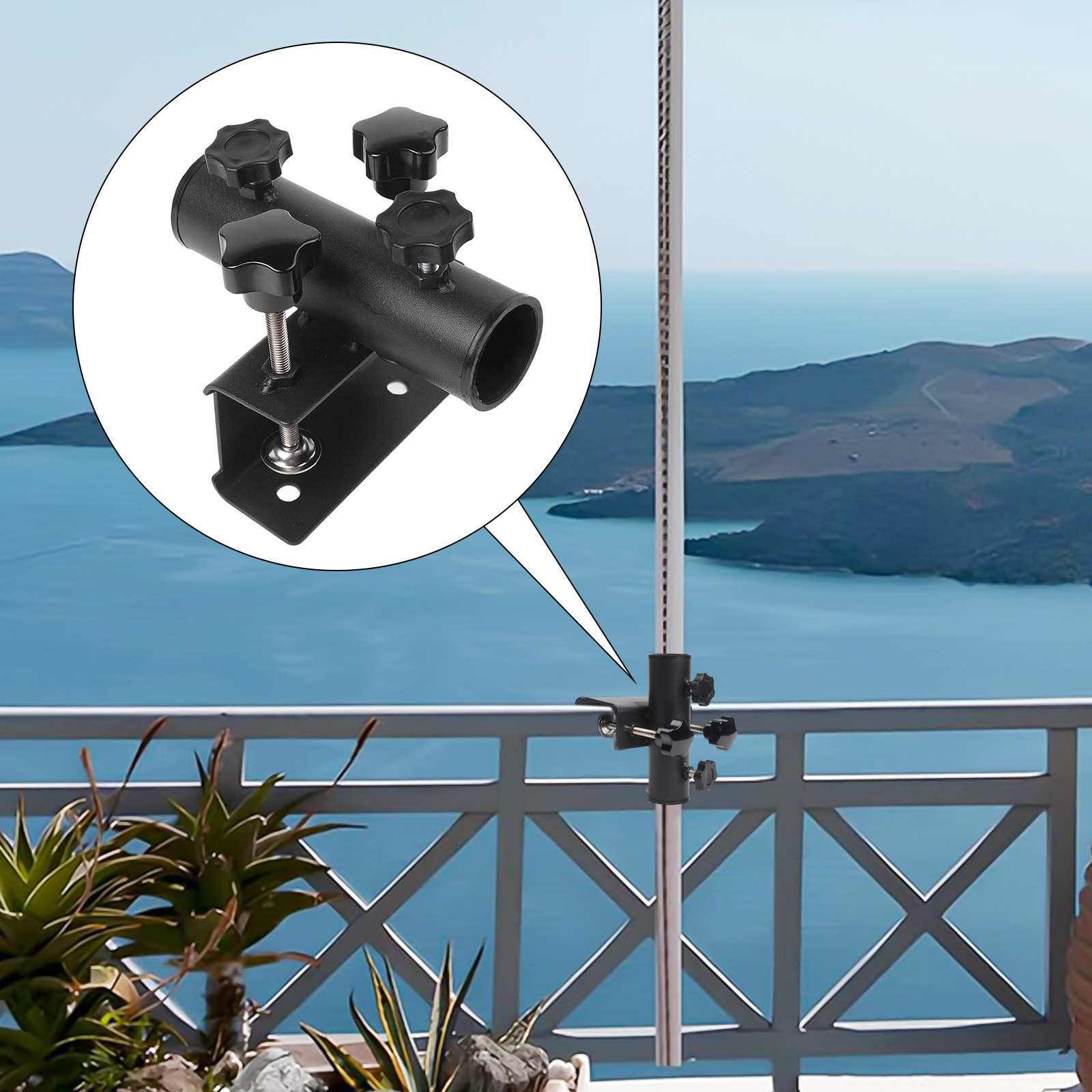 Balcony Umbrella Holder Clamp  - Outdoor Furniture Sunbrella review and price